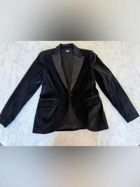 PAIGE Black Velvet Paisley Blazer Size L Luxe Tailored Jacket Like New